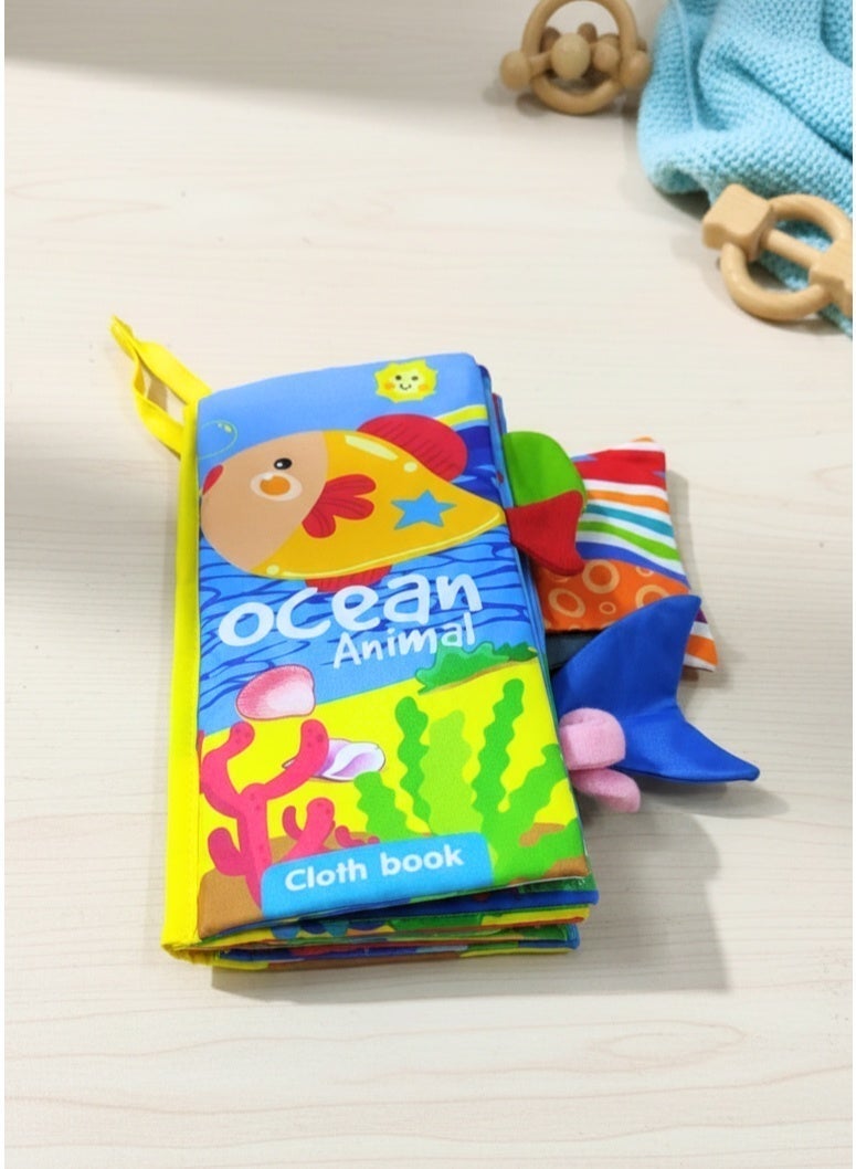 كتاب قماشي ناعم للأطفال - لعبة تعليمية حسية على شكل حيوانات بحرية للأطفال الرضع والصغار - هدية عيد - Image 1